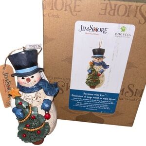 Jim shore snowman with tree ornament new with tags in box Christmas holiday